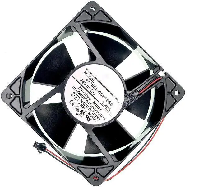 Alt view image 5 of 7 - 4715SL-05W-B60 Industrial Cooling Fan, DC24V 1.2A 28.8W, 120×120×38mm 4700RPM 2-Wire Fan for Inverter