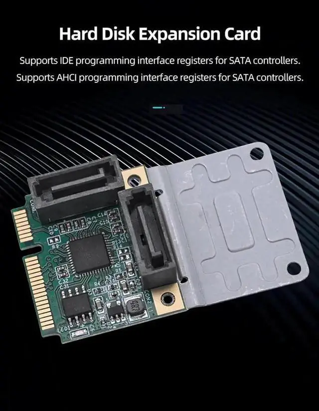 Alt view image 4 of 6 - Mini PCI-E to SATA 3.0 Riser Card, M.2 B+M Key PCI-E 2.0 to 2/4 Port SATA SSD Adapter Card, 5/2.5Gbps