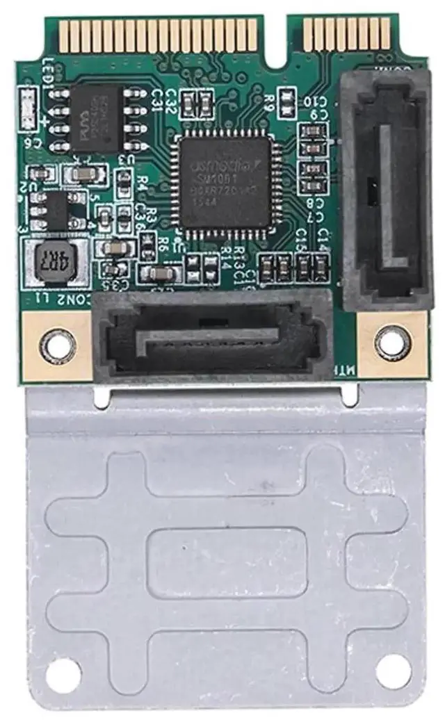 Alt view image 5 of 6 - Mini PCI-E to SATA 3.0 Riser Card, M.2 B+M Key PCI-E 2.0 to 2/4 Port SATA SSD Adapter Card, 5/2.5Gbps