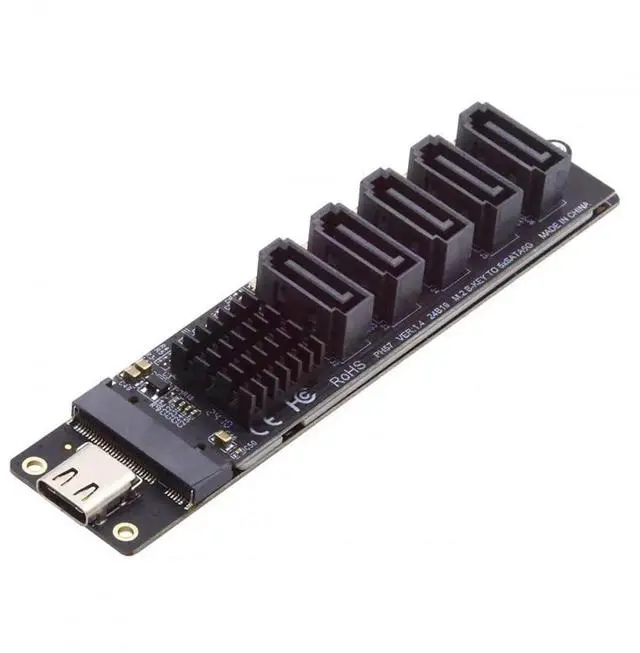 Main image of 10Gbps USB-C to NGFF B+M Key 5-Port SATA Adapter, JMS580+JMB575 Port Multiplier