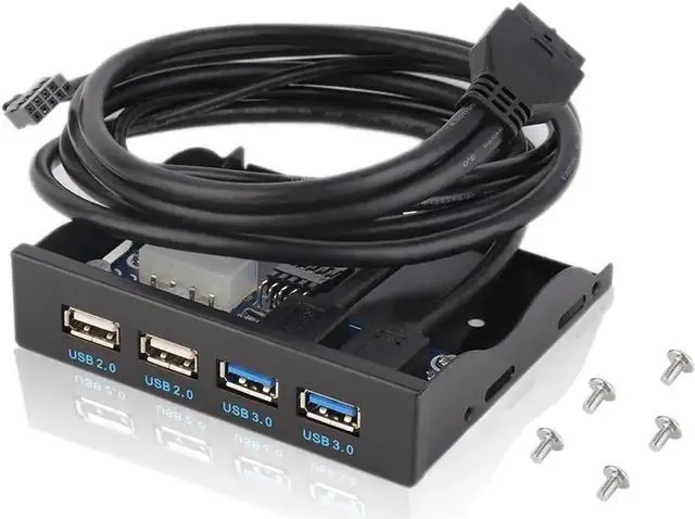 Main image of 3.5" Bay Front Panel USB Hub, 2 USB 3.0 + 2 USB 2.0 with Cable