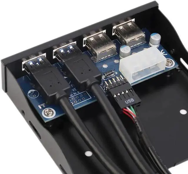 Alt view image 3 of 5 - 3.5" Bay Front Panel USB Hub, 2 USB 3.0 + 2 USB 2.0 with Cable