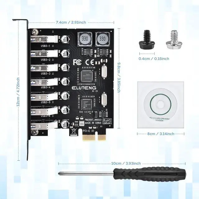 Alt view image 2 of 7 - 7-Port PCIe USB 3.0 Expansion Card, 5Gbps High Speed