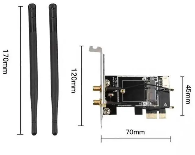 Alt view image 4 of 6 - M.2 to PCIe 1X Desktop WiFi Adapter Card with Bluetooth Cable, Compatible with AX210 AX200 AC9260 8265 8260 7265 7260 1535 QCNFA344