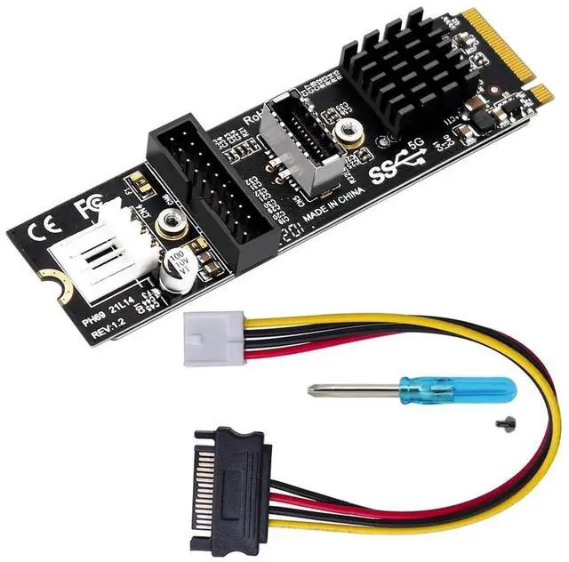 Main image of M.2 NVME M-Key to USB 3.1 Type-E Front Panel Adapter, 5Gbps USB 2.0 Header Expansion Card for Motherboard