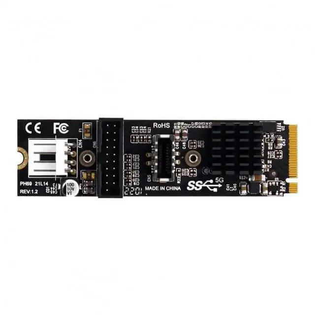 Alt view image 4 of 7 - M.2 NVME M-Key to USB 3.1 Type-E Front Panel Adapter, 5Gbps USB 2.0 Header Expansion Card for Motherboard