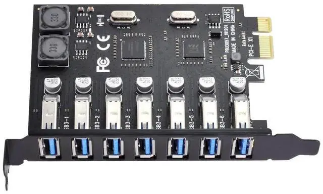 Alt view image 2 of 7 - 7-Port PCI-E to USB 3.0 Expansion Card, PCI Express USB Hub Adapter 5Gbps High Speed for Desktop Motherboard