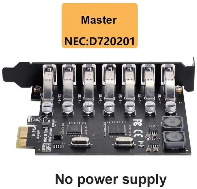 Alt view image 7 of 7 - 7-Port PCI-E to USB 3.0 Expansion Card, PCI Express USB Hub Adapter 5Gbps High Speed for Desktop Motherboard