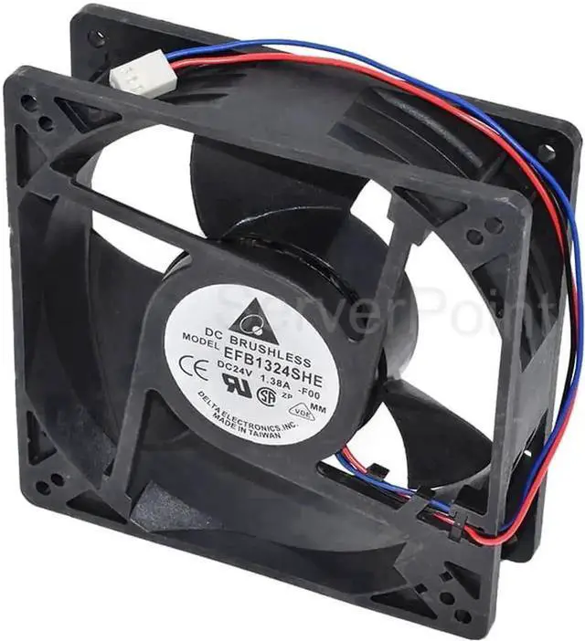 Main image of EFB1324SHE DC 24V 1.38A 3-Wire Server Cooling Fan, 127x127x38mm High Airflow Ball Bearing Axial Fan for Server, Industrial Inverter, Cabinet Equipment