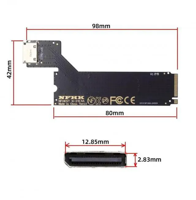 Alt view image 6 of 7 - PCIe 4.0 M.2 M-Key to OCuLink SFF-8612 SFF-8611 Host Adapter, Custom Fit for 2024 Lenovo ThinkBook 14+ AMD Ryzen 7 8845 Laptop, Supports External eGPU & U.2 NVMe SSD Expansion