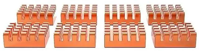 Alt view image 2 of 6 - 8 Pack Pure Copper Small Heatsinks, Memory Cooling Radiators for GPU, Motherboard, Sound Card Chips