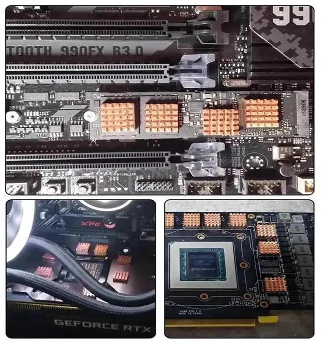 Alt view image 4 of 6 - 8 Pack Pure Copper Small Heatsinks, Memory Cooling Radiators for GPU, Motherboard, Sound Card Chips