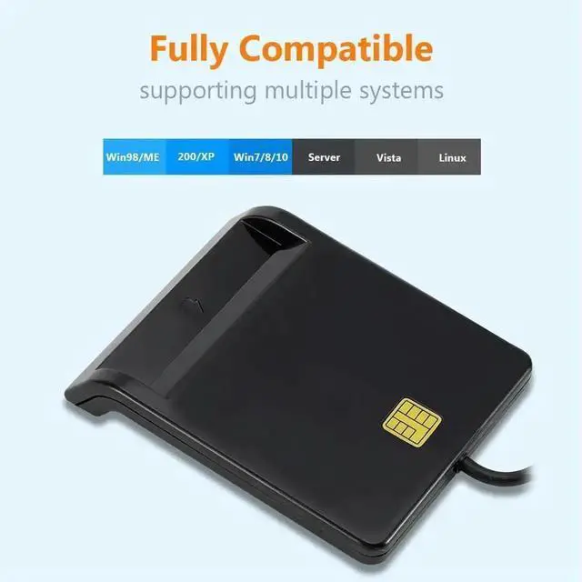 Main image of Multifunctional Portable USB 2.0 Smart Card Reader, Compact Affordable Card Scanner for DNIE, ATM, CAC, IC, ID, Bank & SIM Cards