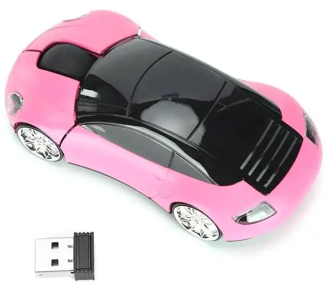 Alt view image 5 of 7 - Pink 2.4GHz Wireless Gaming Mouse, Cool 3D Sports Car Shaped Wireless Mouse with USB Receiver for PC Laptop Computer