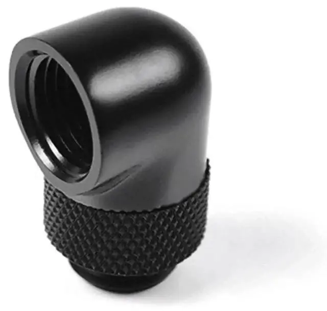 Alt view image 5 of 7 - 4 Pack Black 90-Degree Rotary G1/4 Male to Female Elbow Fitting, Rotatable Thread Extender Adapter for PC Water Cooling Loop