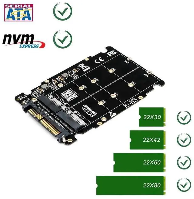Alt view image 2 of 7 - M.2 M/B Key NGFF to U.2 SFF-8639 Adapter, PCIe NVMe M.2 SSD Converter for Desktop PC