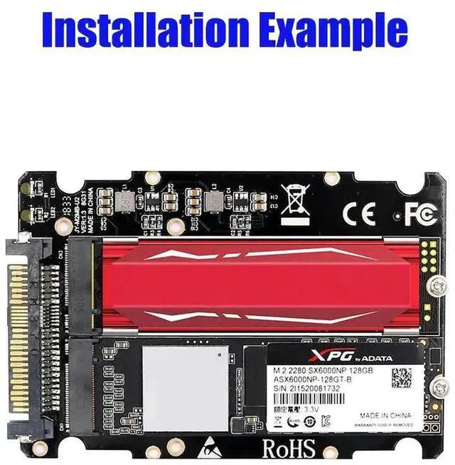 Alt view image 7 of 7 - M.2 M/B Key NGFF to U.2 SFF-8639 Adapter, PCIe NVMe M.2 SSD Converter for Desktop PC