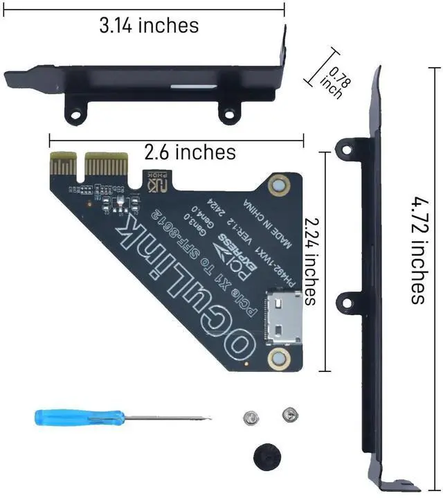 Alt view image 4 of 4 - PCIe 4.0 x1 to OCuLink SFF-8612 Adapter Card, Connect via SFF-8611 Cable for eGPU Dock & External NVMe SSD
