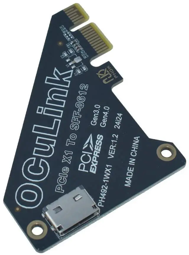 Alt view image 2 of 4 - PCIe 4.0 x1 to OCuLink SFF-8612 Adapter Card, Connect via SFF-8611 Cable for eGPU Dock & External NVMe SSD