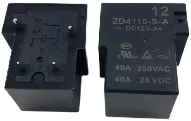 Main image of ZD4115-S-A Electromagnetic Relay, 12VDC Coil, 4Pin Single Normally Open, 30A 250VAC, 1 Piece