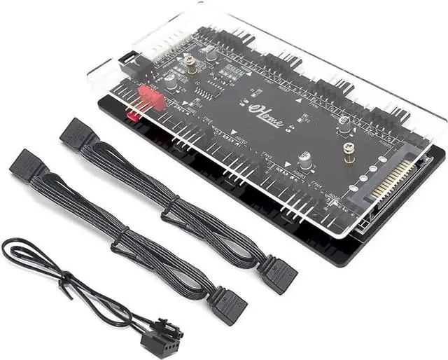 Main image of 8-Port 2-in-1 ARGB PWM Fan Hub, 12V 4Pin to 5V 3Pin ARGB Converter Controller, SATA Powered with PMMA Shell & Magnetic Standoff, Sync Compatible with ASUS/MSI RGB Lighting