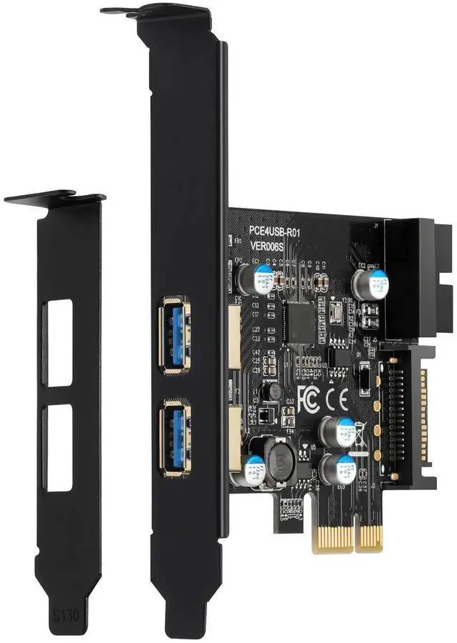 Main image of PCI-E USB 3.2 Gen1 Expansion Card, 2×USB-A 5Gbps + 20Pin Front Header, SATA Power Supply