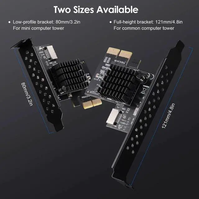 Alt view image 6 of 6 - PCIe 3.0 X2 USB3.1 Gen2 Expansion Card ASM3142, 10Gbps A-Key Type-E 20Pin Internal Front Type-C Header