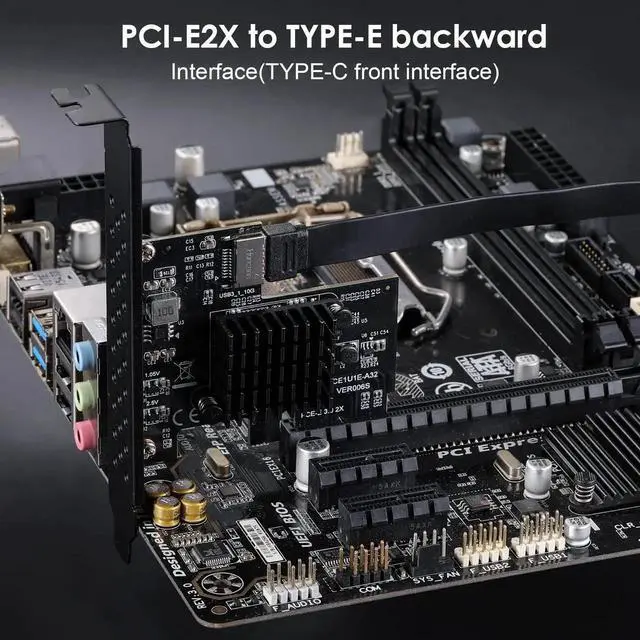 Alt view image 3 of 6 - PCIe 3.0 X2 USB3.1 Gen2 Expansion Card ASM3142, 10Gbps A-Key Type-E 20Pin Internal Front Type-C Header