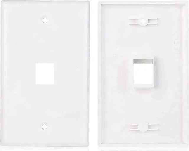 Alt view image 4 of 4 - 2-Pack Single Port Cat6 Ethernet Wall Plate White, with Cat5/Cat6 Keystone Jack