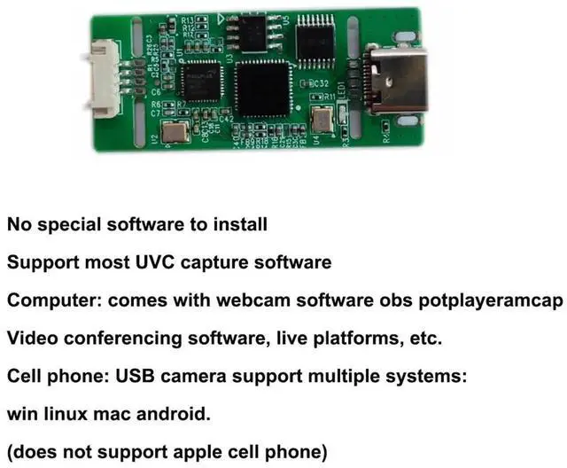 Alt view image 2 of 5 - HD AHD to Type-C Video Capture Module, 720P/1080P Drive-Free Digital-Analog Converter for Windows/Linux/Mac OS