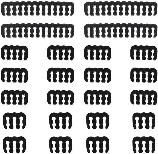 Main image of 24Pcs Black Cable Combs for PC Wiring Harness Management, Multi-Spec Wire Clips Fit 18AWG Cables