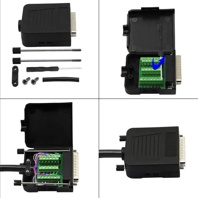 Alt view image 4 of 7 - DB25 Male Solderless Breakout Terminal Board Kit, Black Plastic Housing 25Pin D-SUB Male to Screw Terminal PCB Signal Adapter Module (M Version)