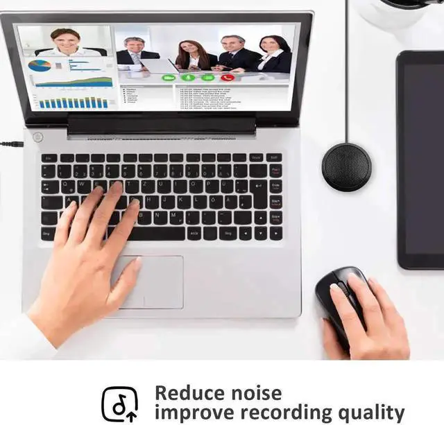 Alt view image 6 of 7 - 3.5mm Omnidirectional Desktop Condenser Microphone, 360° Pickup PC Mic for Laptop & Desktop, Ideal for Online Meetings, Online Classes, Gaming, Voice Chat & Audio Recording