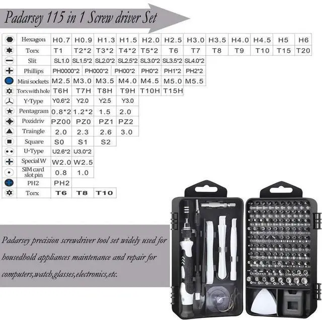 Alt view image 3 of 6 - 115 in 1 Magnetic Precision Screwdriver Repair Tool Kit with Portable Storage Bag, Electronic Disassembly Screwdriver Set Black for Computer, PC, Laptop, iPhone & Cell Phone Repair