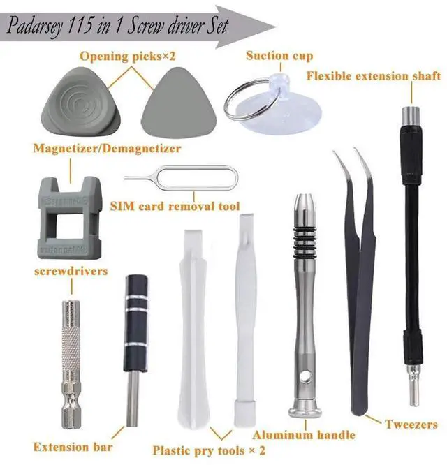 Alt view image 5 of 6 - 115 in 1 Magnetic Precision Screwdriver Repair Tool Kit with Portable Storage Bag, Electronic Disassembly Screwdriver Set Black for Computer, PC, Laptop, iPhone & Cell Phone Repair