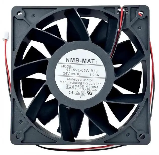 Alt view image 3 of 7 - NMB-MAT 4715VL-05W-B70 Industrial Cooling Fan, DC 24V 1.20A, 120×120×38mm 2-Wire Axial Fan for Inverter