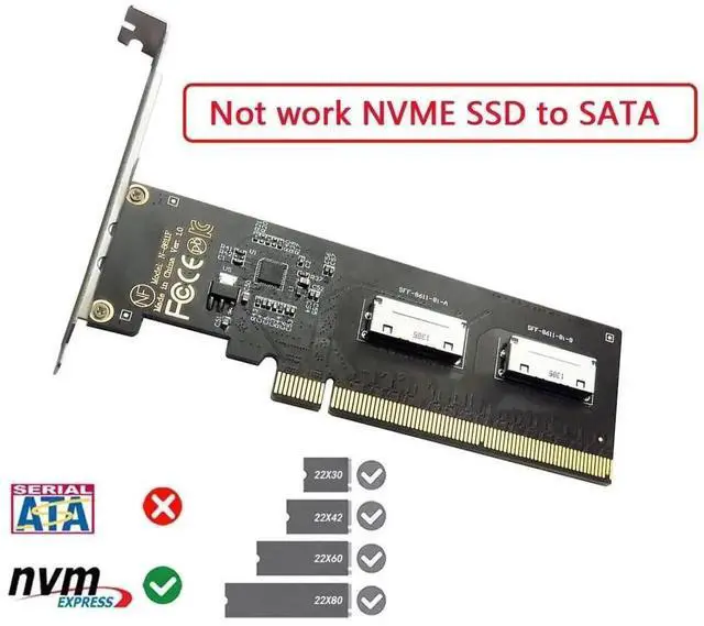 Alt view image 4 of 7 - Dual OCuLink SFF-8611/8612 8i to PCIe 4.0 x16 Expansion Adapter, With 8cm & 12cm Low/Full Profile Brackets