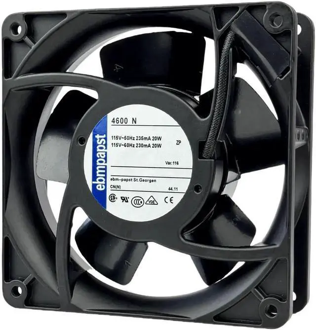 Main image of EbmPapst 4600N 12038 Industrial Axial Cooling Fan 115V AC 20W 2-Pin All-Metal High Temp Resistant Fan, Compatible with ABB, Rittal, Delta, Siemens Industrial Cabinet & Inverter Equipment