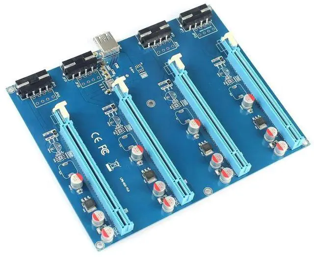 Alt view image 3 of 4 - PCIe 1X to 4 Slots Expansion Riser Card, PCI-E 1 to 4 PCIe 16X Adapter Board for BTC Crypto Mining Rig