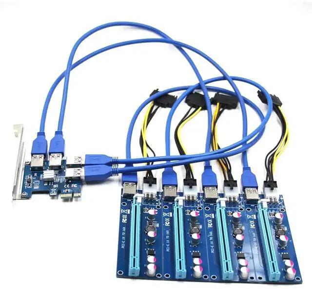Alt view image 4 of 7 - PCIe 1X to 16X Mining Riser Card with USB 3.0 Extension Cable, Multi-GPU Expansion Adapter for Desktop PC Windows Linux