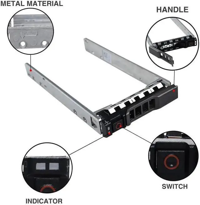 Alt view image 3 of 5 - 4 Pack 2.5" SAS SATA Hard Drive Tray Caddy 0G176J G176J Hot Swap SSD HDD Bracket Compatible with Dell PowerEdge R720 R720XD R630 R730 R830 R930 T430 T440 T640 Servers