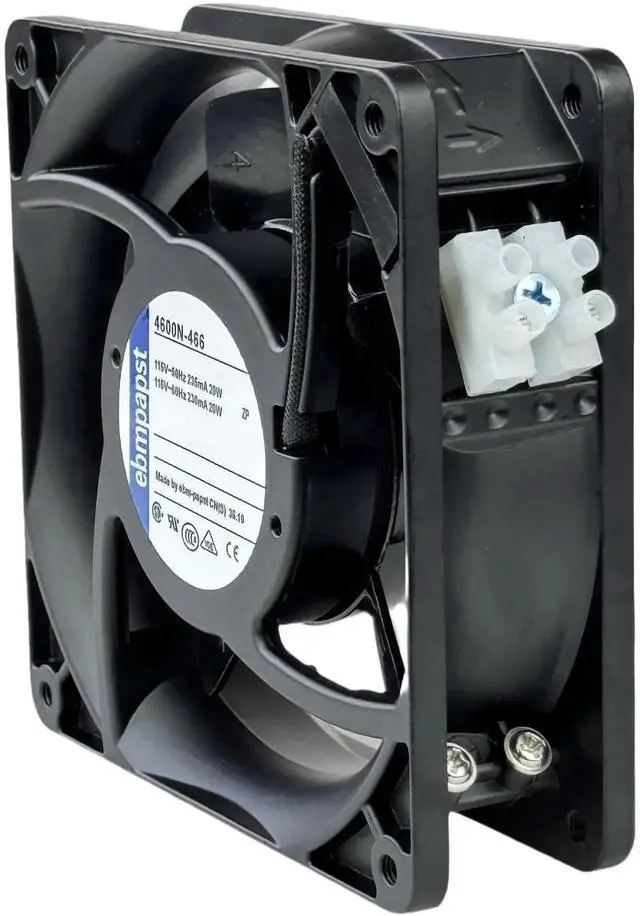 Alt view image 6 of 7 - ebmpapst 4600N-466 Industrial Axial Cooling Fan, 119×119×38mm 115V AC 20W 106CFM All-Metal Heat Resistant Cabinet Exhaust Fan