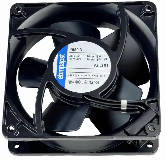 Alt view image 4 of 7 - ebmpapst 4650N All-Metal High Temperature Resistant Axial Cooling Fan, 120×120×38mm AC 230V 50/60Hz 0.12A 2-Pin Industrial Cabinet Fan