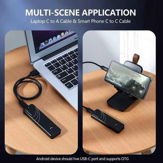 Alt view image 3 of 7 - 10Gbps Tool-Free M.2 NVMe & SATA SSD Enclosure, Aluminum External NGFF Hard Drive Case, Support M Key / B+M Key 2230/2242/2260/2280 SSD