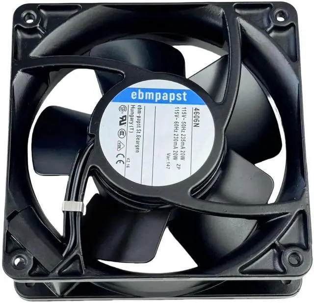 Alt view image 7 of 7 - ebmpapst 4606N All-Metal High Temp Resistant Axial Cooling Fan, 120×120×38mm AC 115V 50/60Hz 0.235A 2-Pin Industrial Cabinet Fan