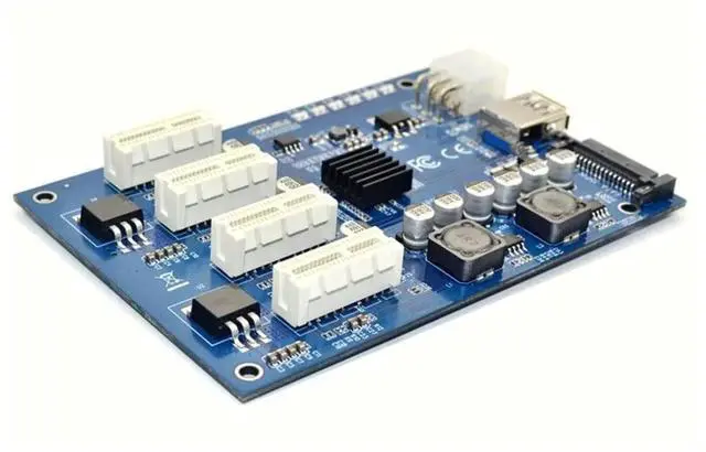 Alt view image 3 of 4 - M.2 M Key to 4 PCIe X16 Mining Multiplier HUB, 1 to 4 Port PCI Express Switch Riser Card with 6Pin SATA & USB Power Interface, Multi-GPU Expansion Adapter for BTC ETH Ethereum Mining Rig