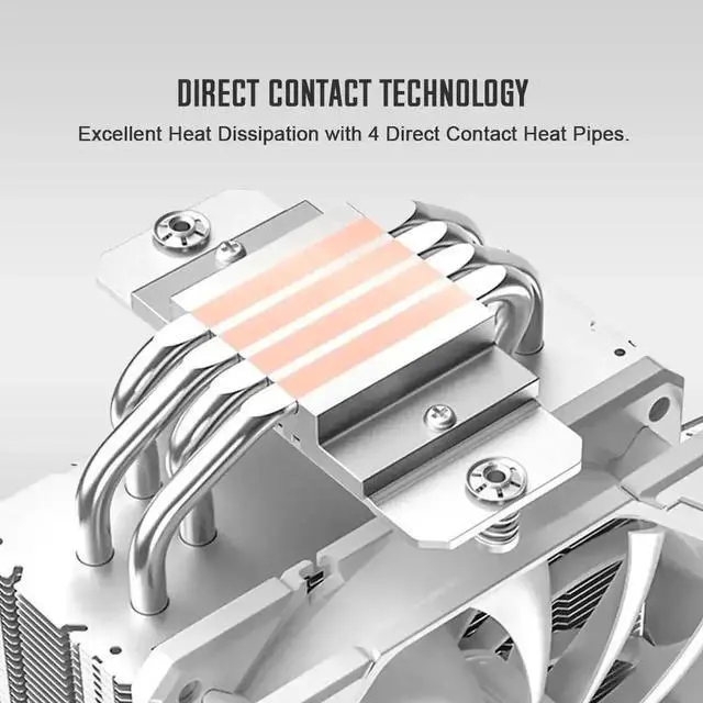 Alt view image 5 of 7 - ID-COOLING SE-224-XTS White CPU Air Cooler, 4 Direct Contact Heat Pipes, 120mm PWM White LED Fan, 220W TDP CPU Cooler Compatible with Intel LGA1700/1200/115X & AMD AM4/AM5 Desktop Processor