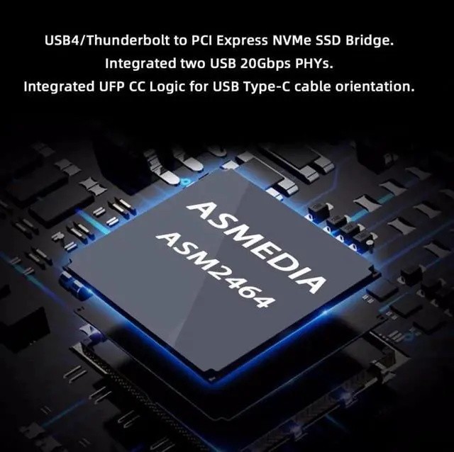 Alt view image 6 of 7 - USB4 40Gbps NVMe M-Key SSD Enclosure, PCIe4.0 x4 ASM2464 Chip, Type-C Dual Speed 40Gbps/20Gbps