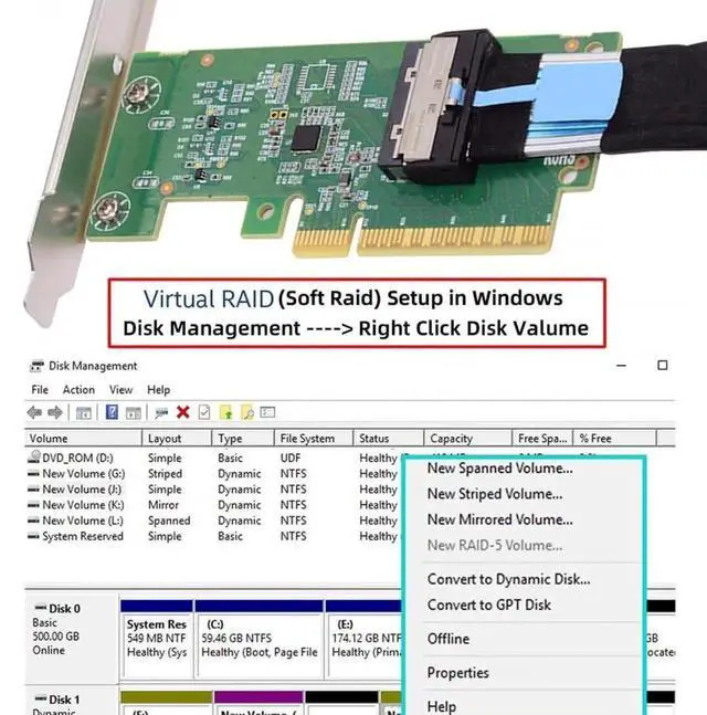 Alt view image 3 of 7 - PCIe 5.0 x8 to MCIO 8i SFF-TA-1016 VROC Adapter Card, Mini Cool Edge IO Converter for Motherboard NVMe SSD and GPU Expansion