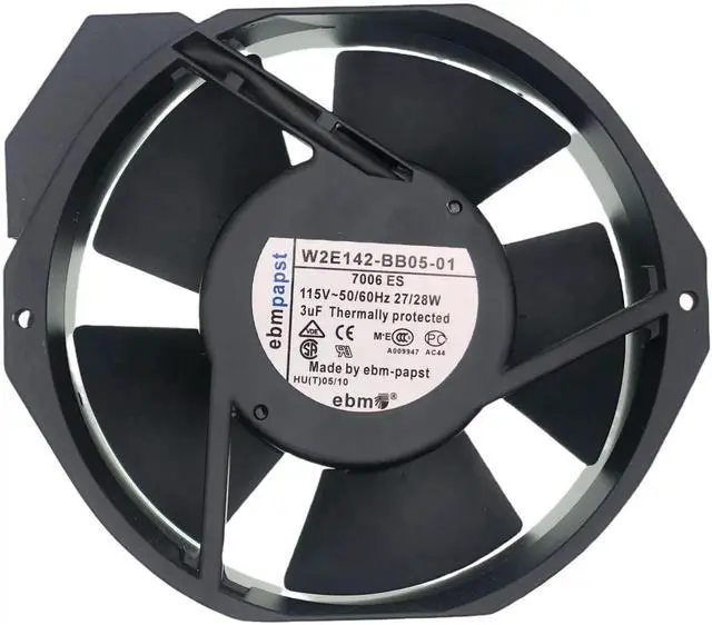 Main image of W2E142-BB05-01 7006ES Replacement Axial Cooling Fan, 115V 27/28W 172×150×38mm 2-Pin Metal Cabinet Fan